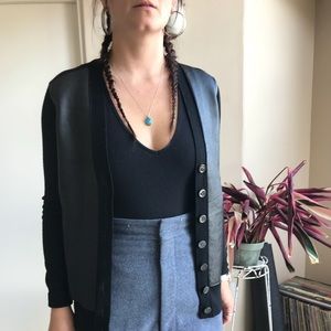 J Crew Collection Leather cardigan